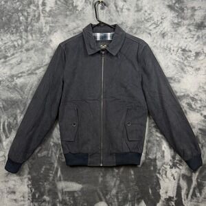 Farrell Harrington Jacket Mens XS Black Plaid Lined Full Zip Bomber Coat